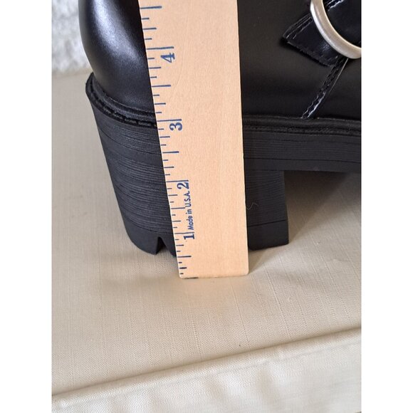 Y2K Black Chunky Mary Jane Platform Shoes Goth Buckle Lug Sole Women's 8 NEW - Picture 4 of 7